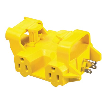 Yellow Jacket Plug Adapter, Grounded, 5-15R, 5-15P, Yellow 827362